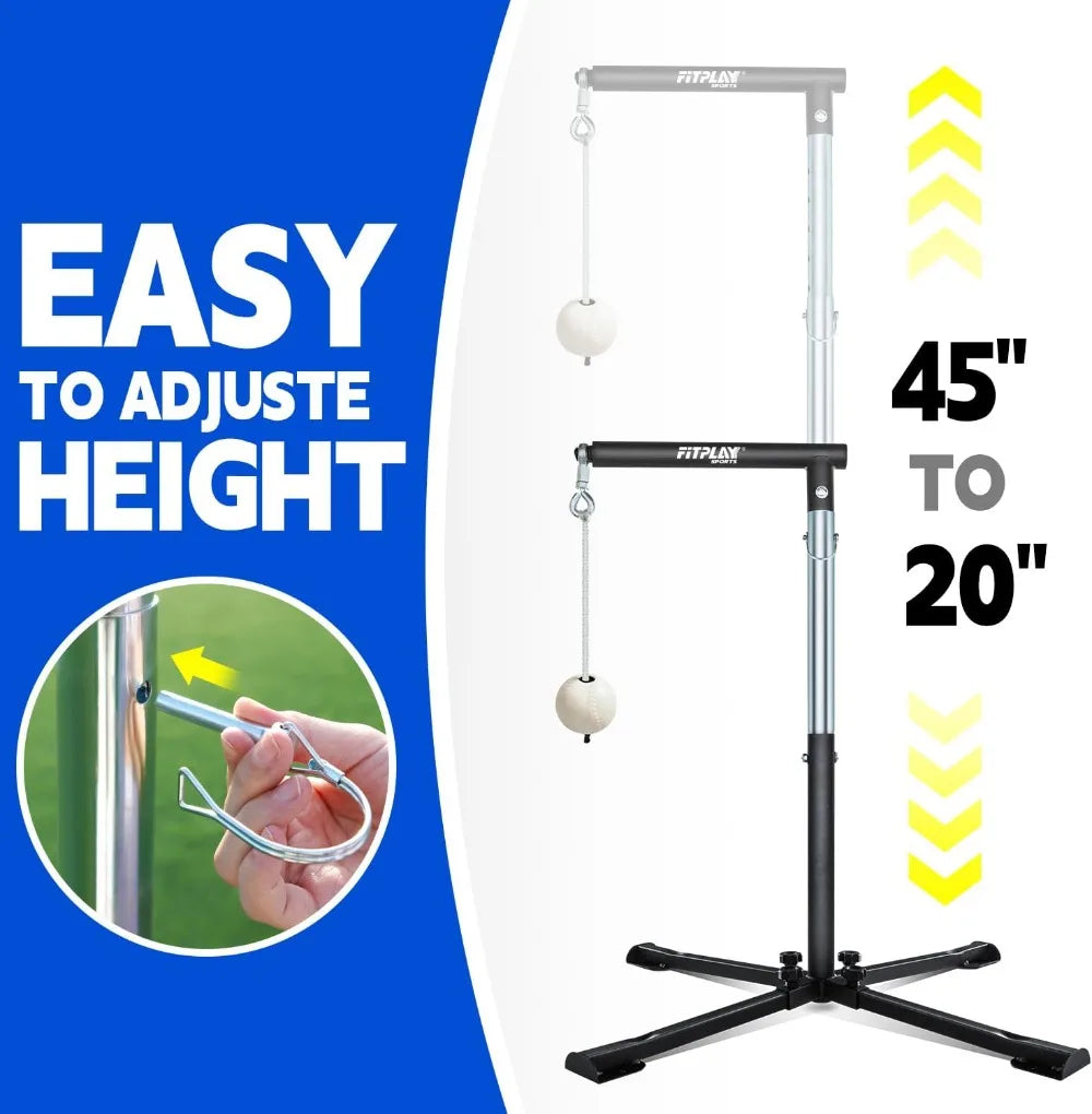 Height Adjustable Batting Tee With Tethered Ball Baseball Softball Training
