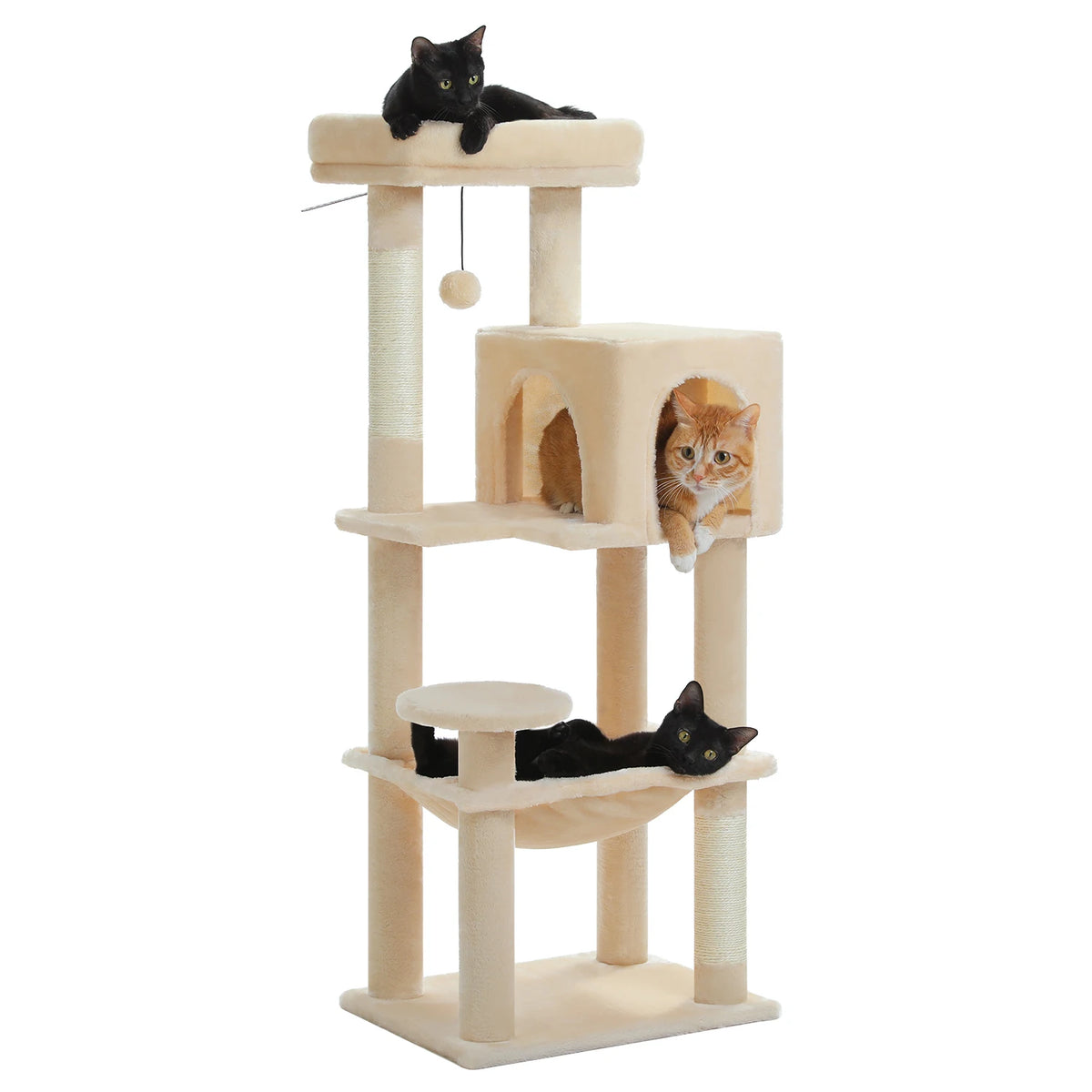 PEQULTI Multilevel Cat Tree Tower With Scratching Posts And Hammock