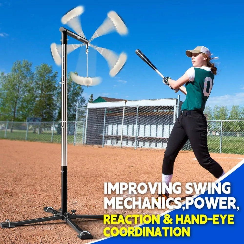 Height Adjustable Batting Tee With Tethered Ball Baseball Softball Training