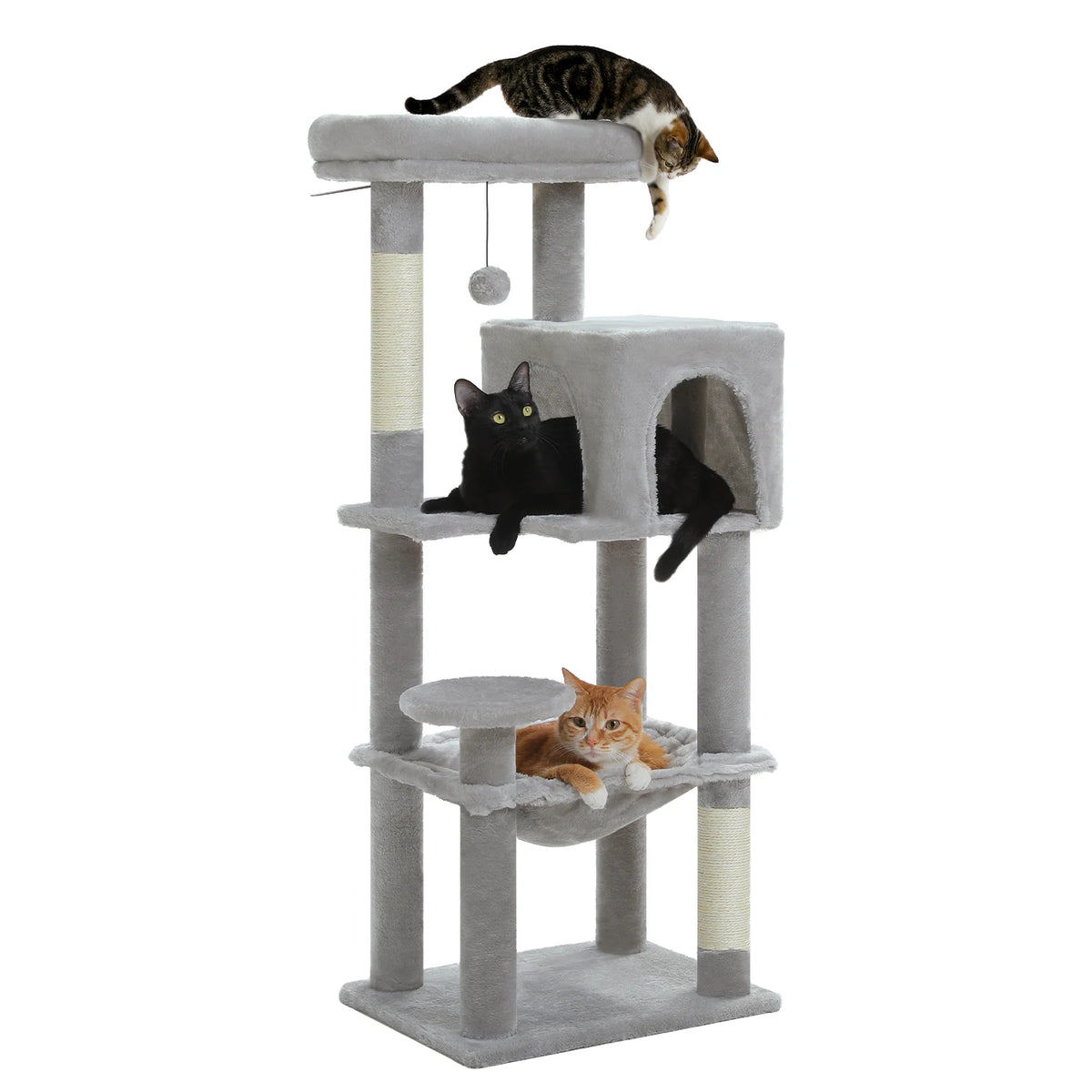 PEQULTI Multilevel Cat Tree Tower With Scratching Posts And Hammock