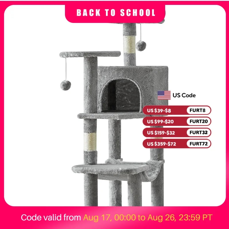 JHK Multi Tier Cat Tree With Sisal Scratching Posts