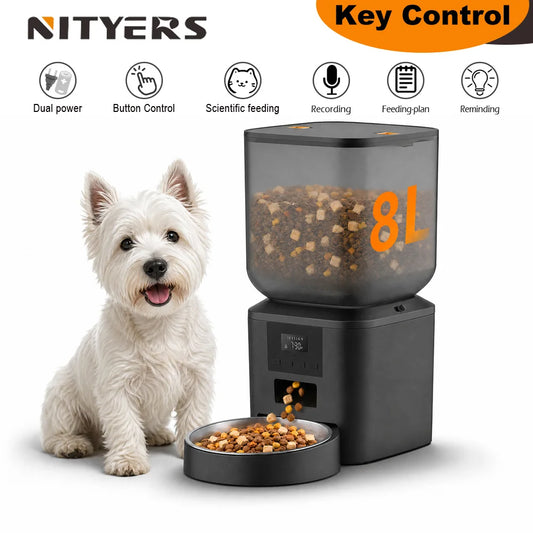 Nityers Automatic Pet Food Dispenser Stainless Steel Bowl