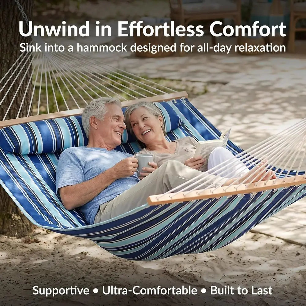 Heavy Duty Double Hammock With Steel Stand For Outdoor Relaxation