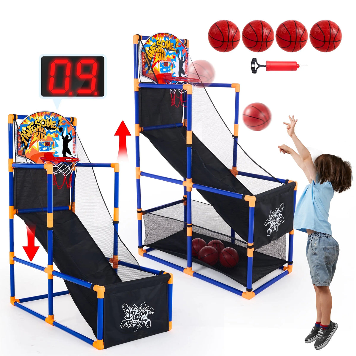 Joyfy Led Scoring Arcade Basketball Hoop Game With Four Balls