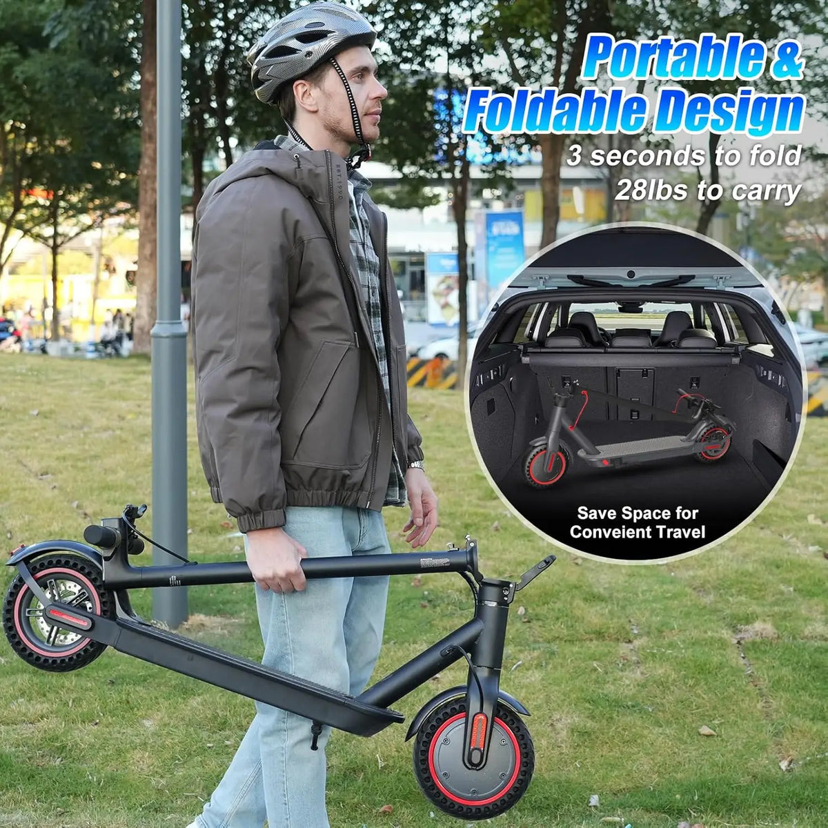 OBX 350W Electric Scooter For Adults 19 Miles Range Foldable