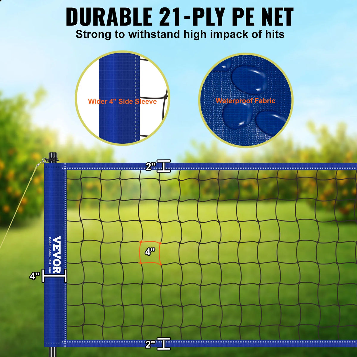 Adjustable Height Portable Outdoor Volleyball Net System With Steel Poles