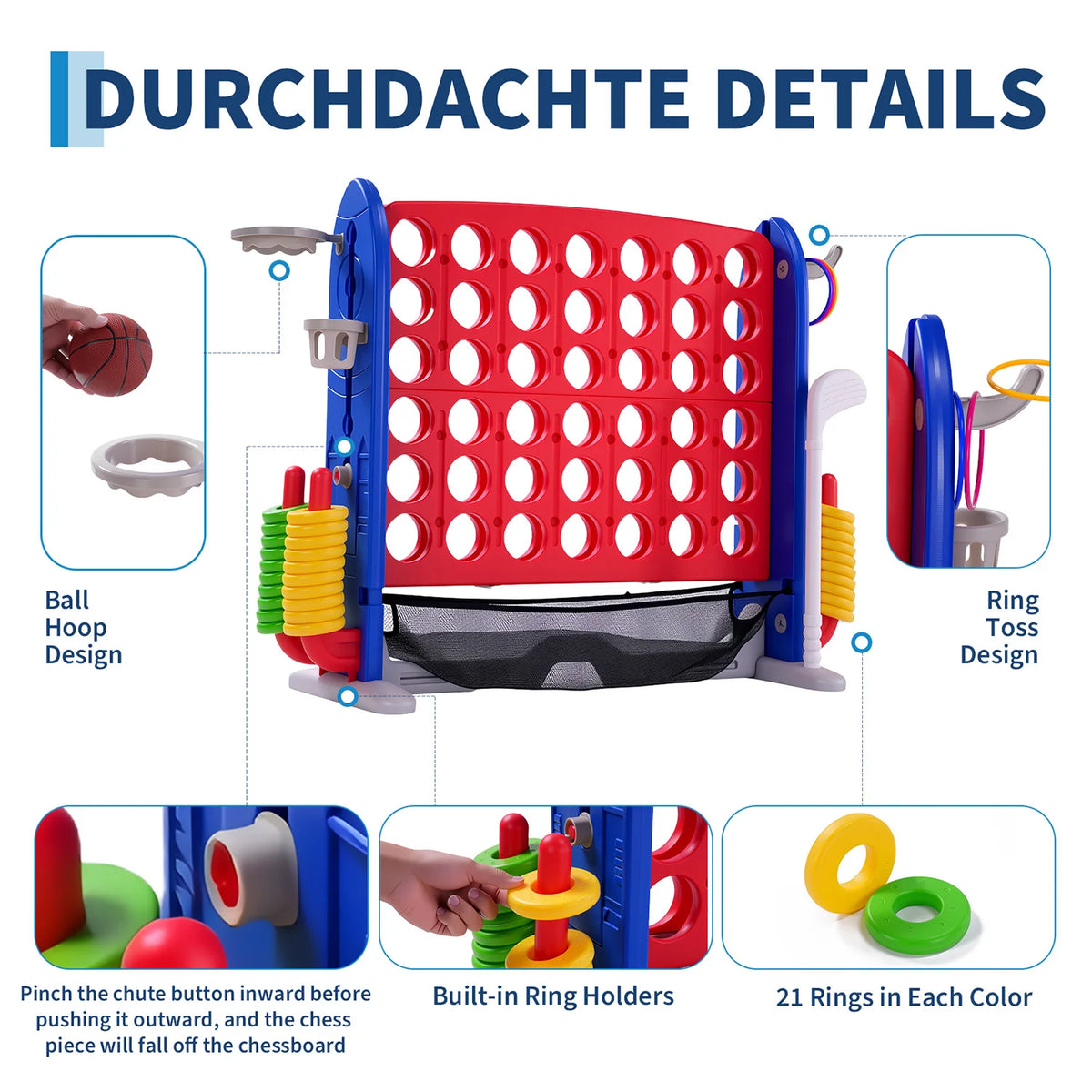 Giant Outdoor Connect Four Basketball Hoop Ring Toss Game