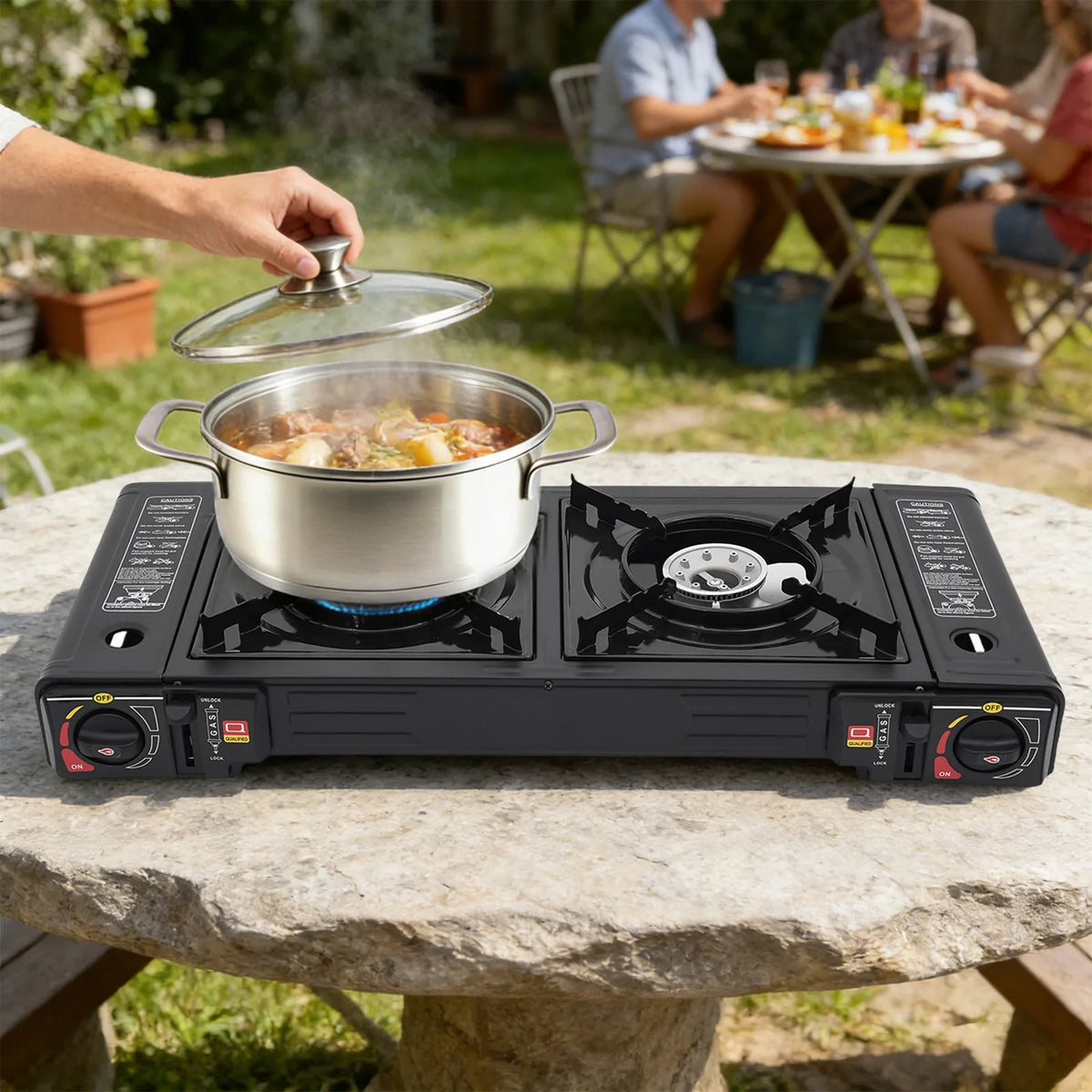 Portable Two Burner Gas Camping Stove With Fast Heating
