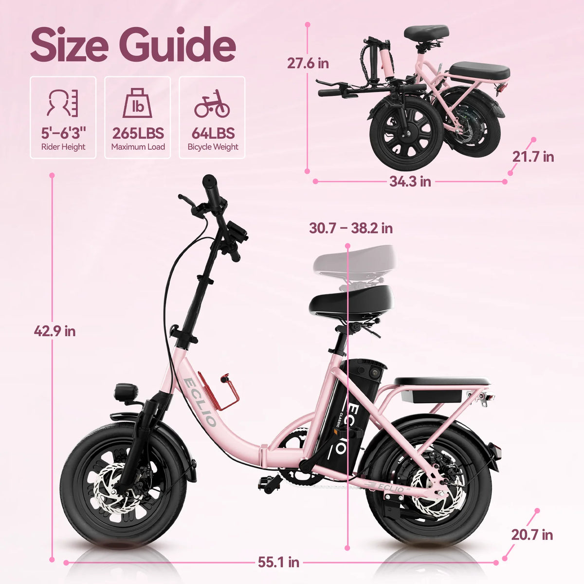 DDC Sport Compact Folding Electric Bike With 48V Removable Battery