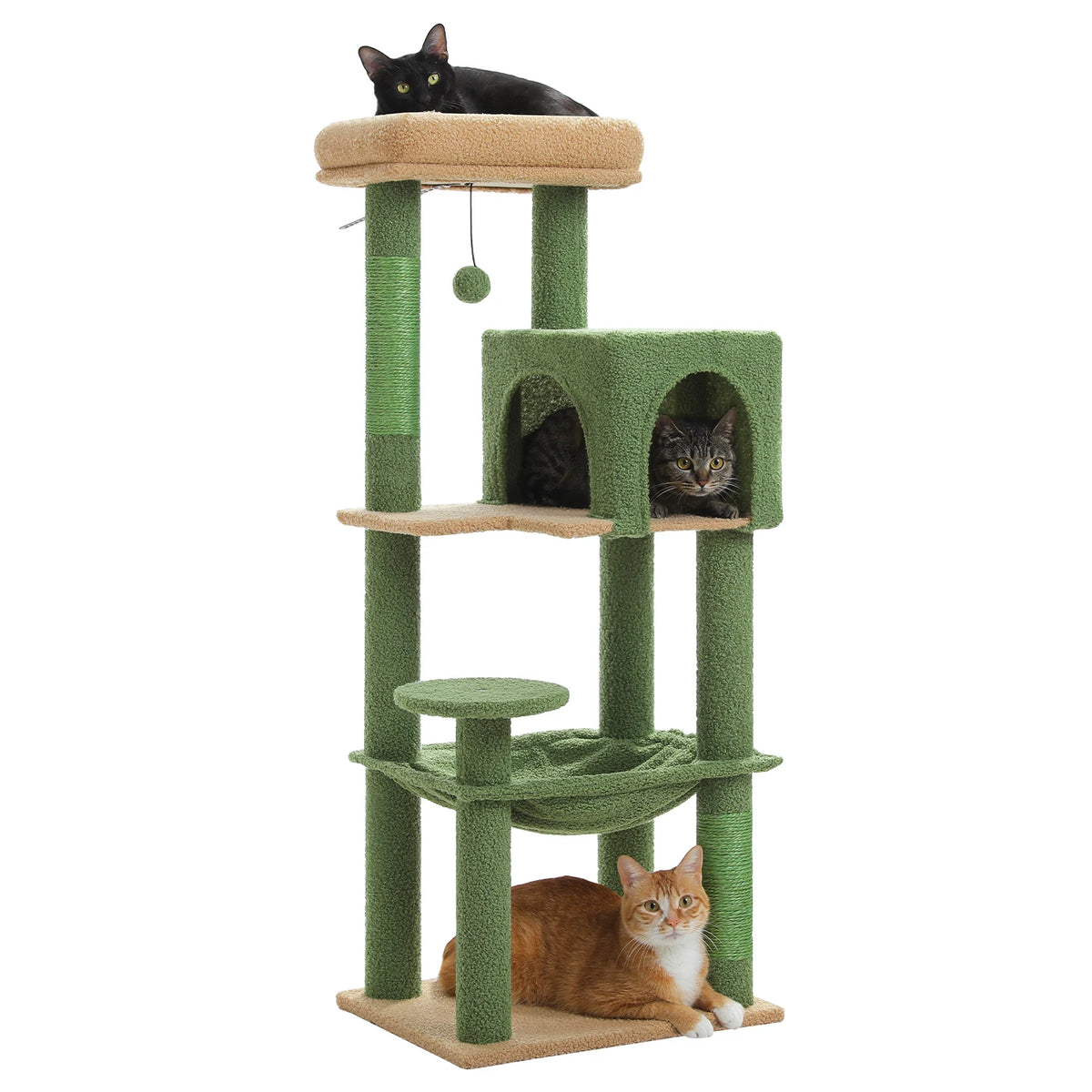 PEQULTI Multilevel Cat Tree Tower With Scratching Posts And Hammock