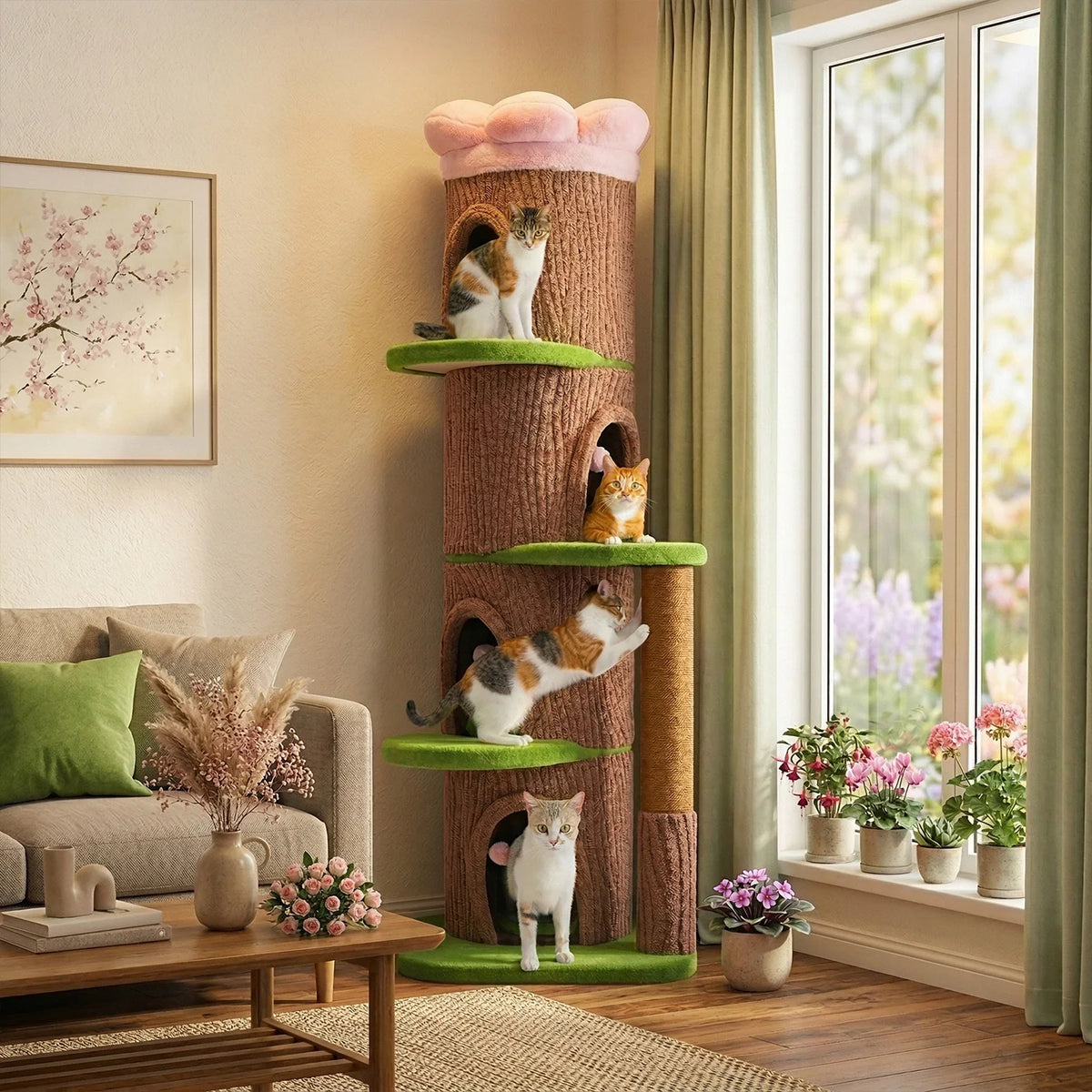 P Luxury Indoor Cat Tree Tower With Four Spacious Condos