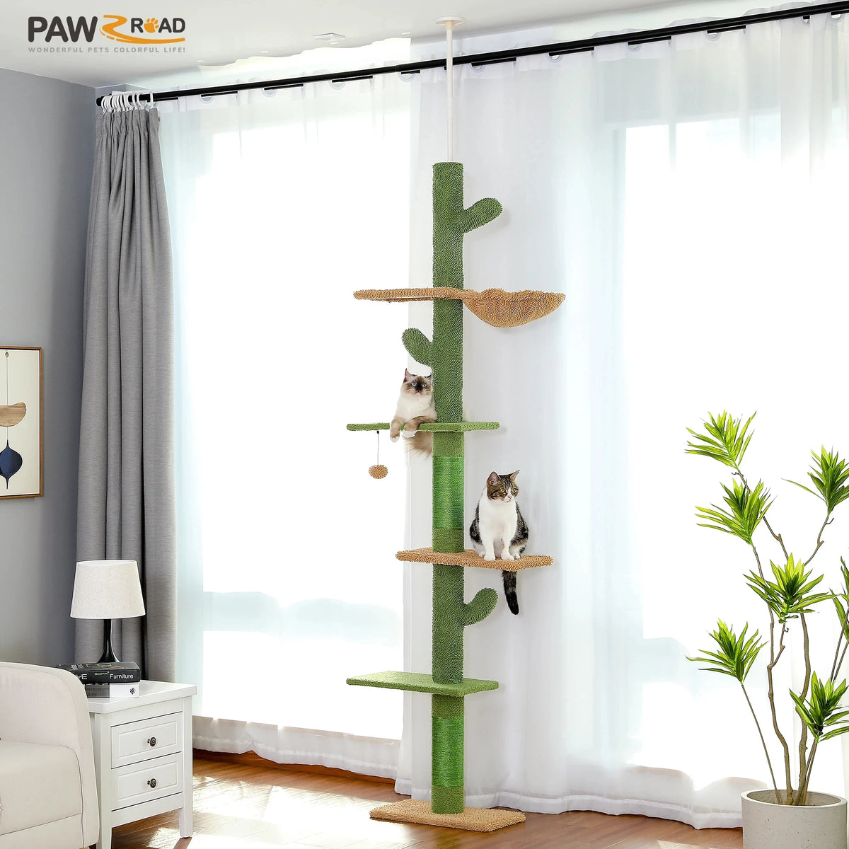 PAWZ Road Tall Floor To Ceiling Cat Tree With Hammock