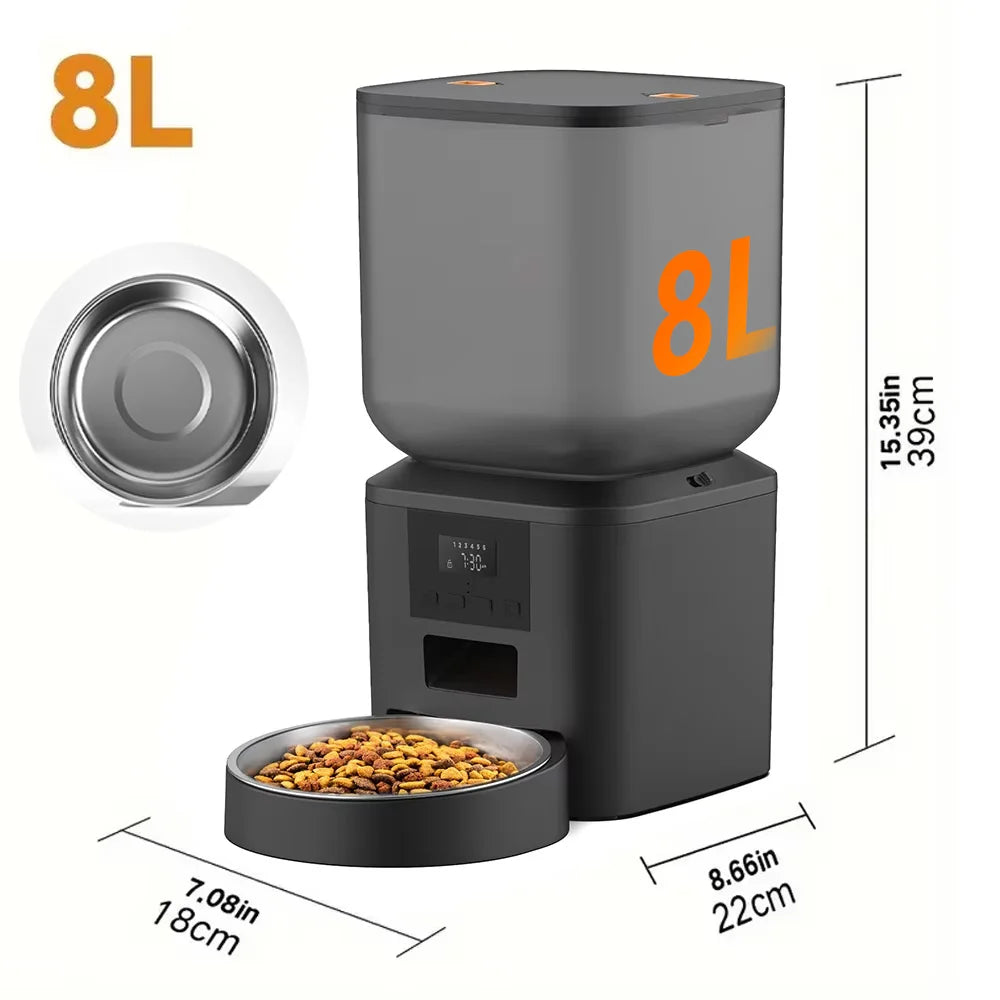 Nityers Automatic Pet Food Dispenser Stainless Steel Bowl