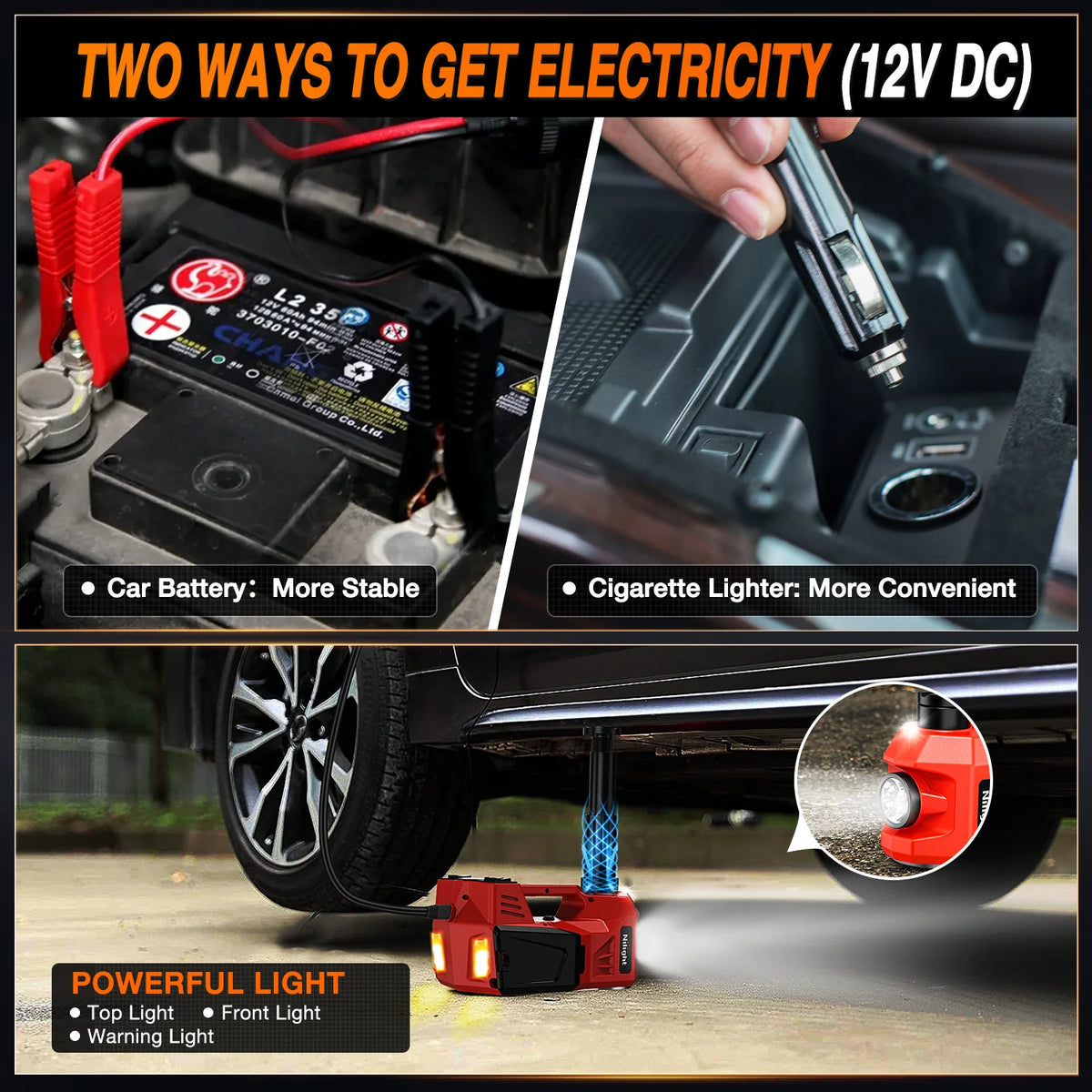 Nilight Electric Car Jack Kit With Impact Wrench And Tire Inflator