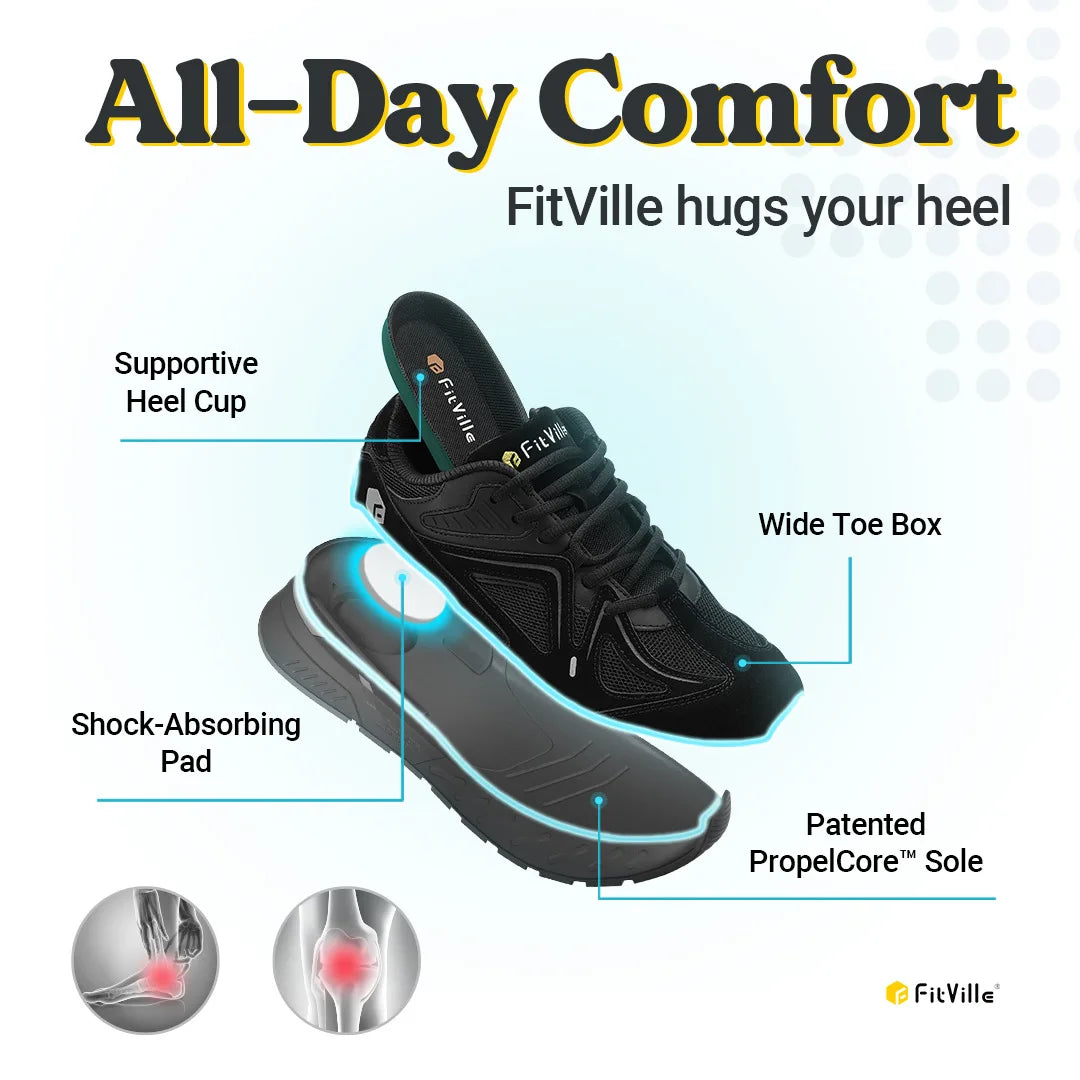 Fitville Men's Lightweight Walking Shoes With Arch Support