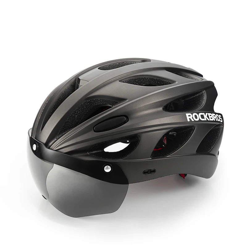 ROCKBROS Integrated Cycling Helmet With Goggles For Road And Mountain Riders