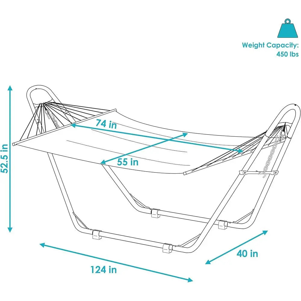 Heavy Duty Double Hammock With Steel Stand For Outdoor Relaxation