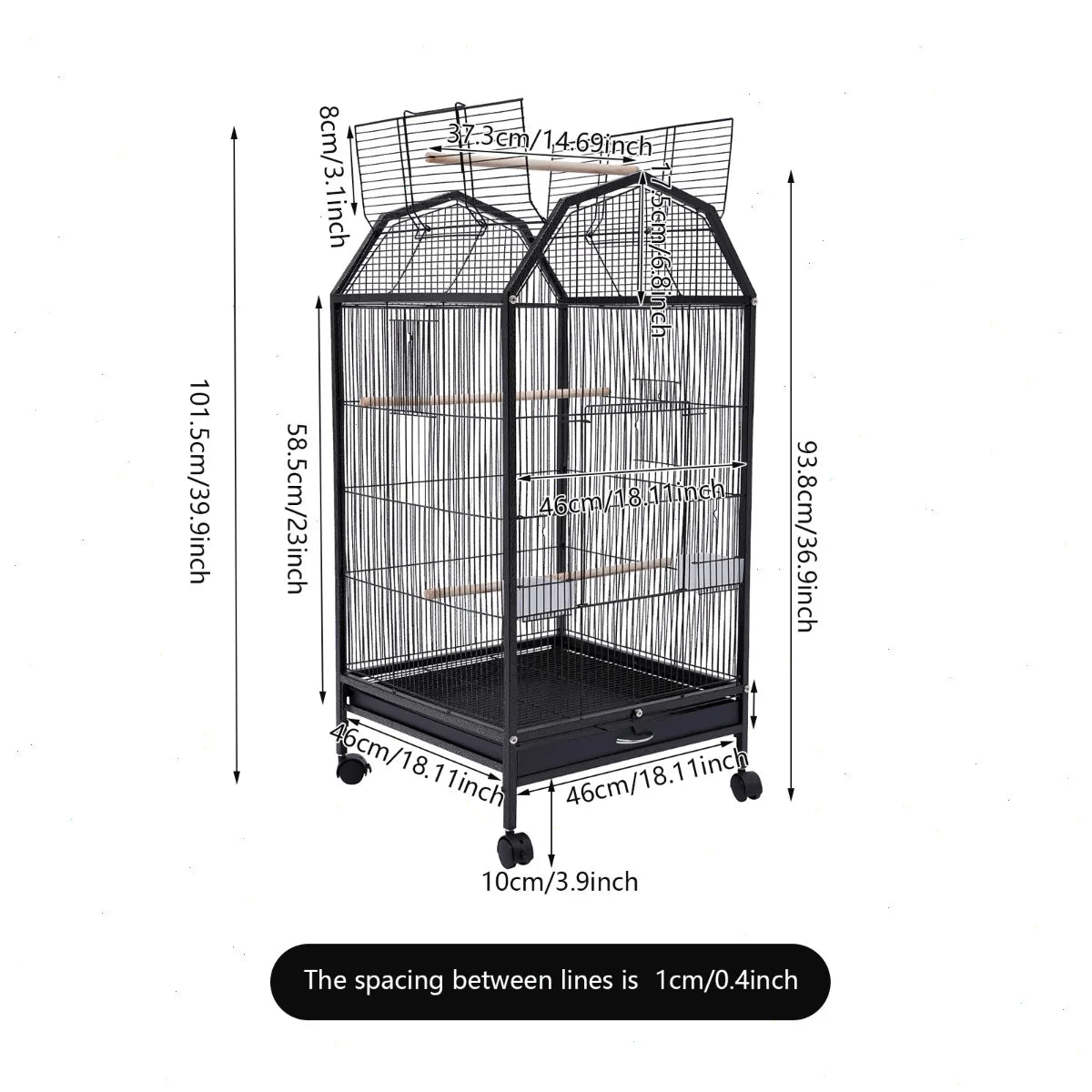 Large Iron Parrot Cage With Sturdy Frame For Small Birds