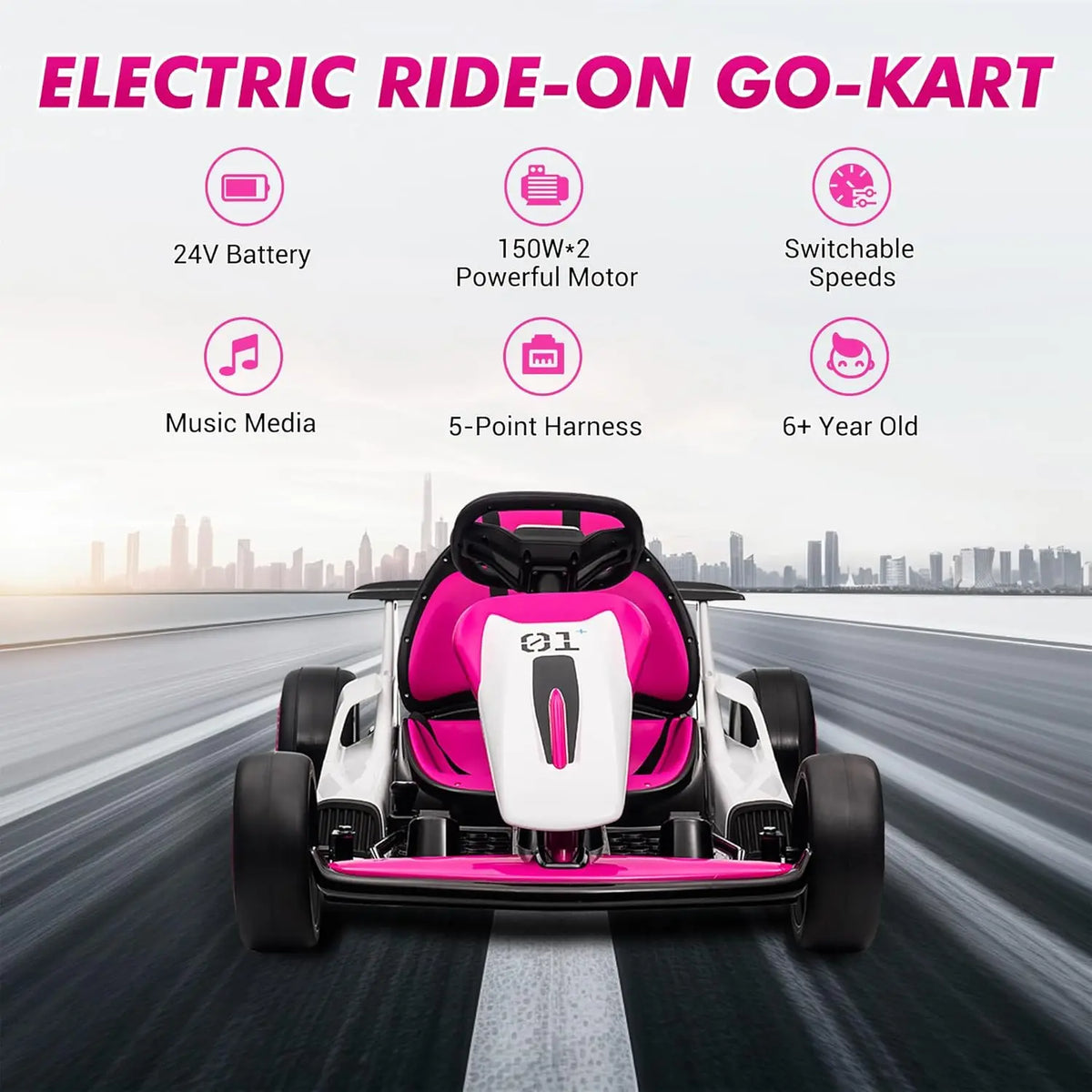 24V Electric Drift Go Kart Featuring Dual Motors Led
