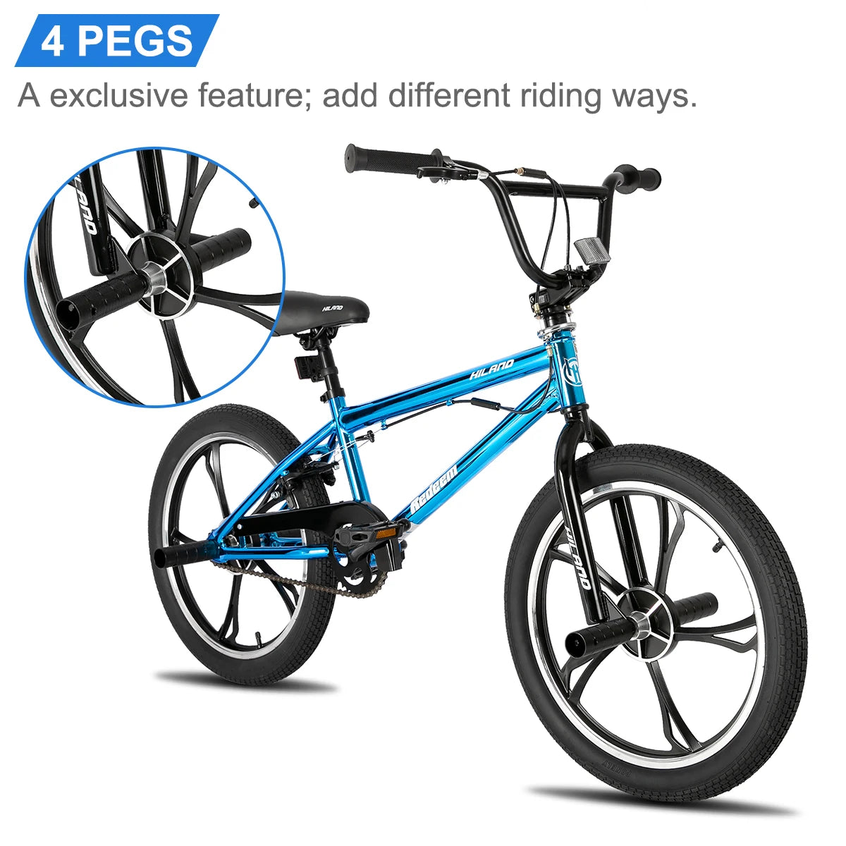 Hiland Kids Steel Freestyle BMX Bicycle With Four Pegs