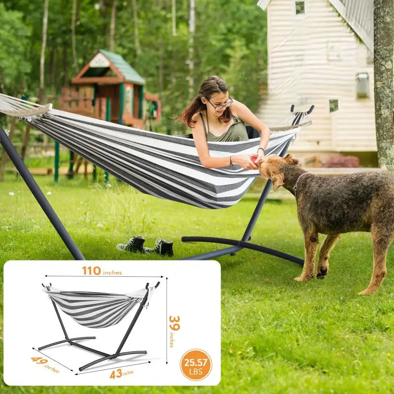 Gyroor Outdoor Adjustable Stand Nylon Hammock With Carry Bag