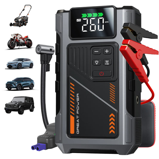 Geeneu Portable Car Jump Starter With 3000A Peak Air Compressor
