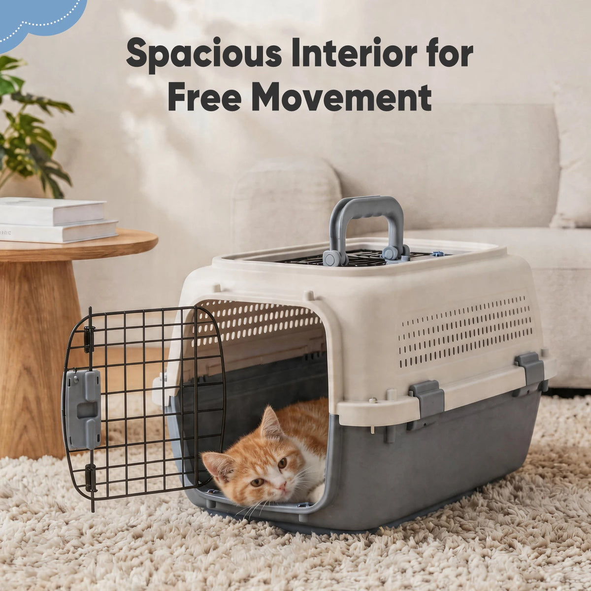 Durable Pet Travel Crate With Bowl For Small Cats Dogs