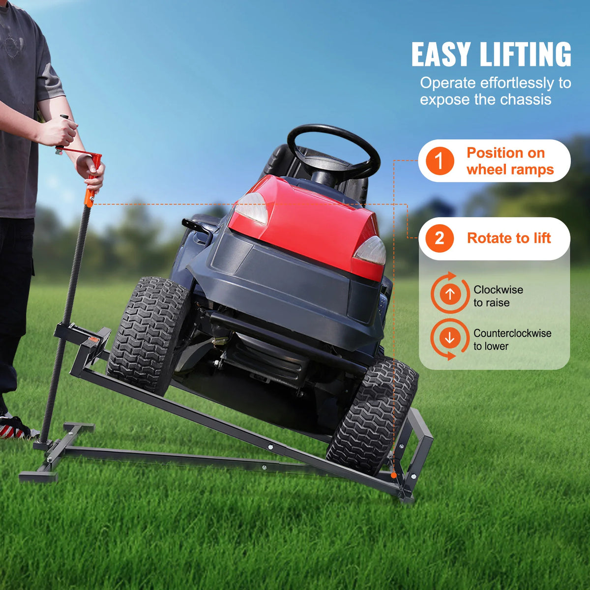 SucceBuy Hydraulic Lawn Mower Lift With Threaded Jack