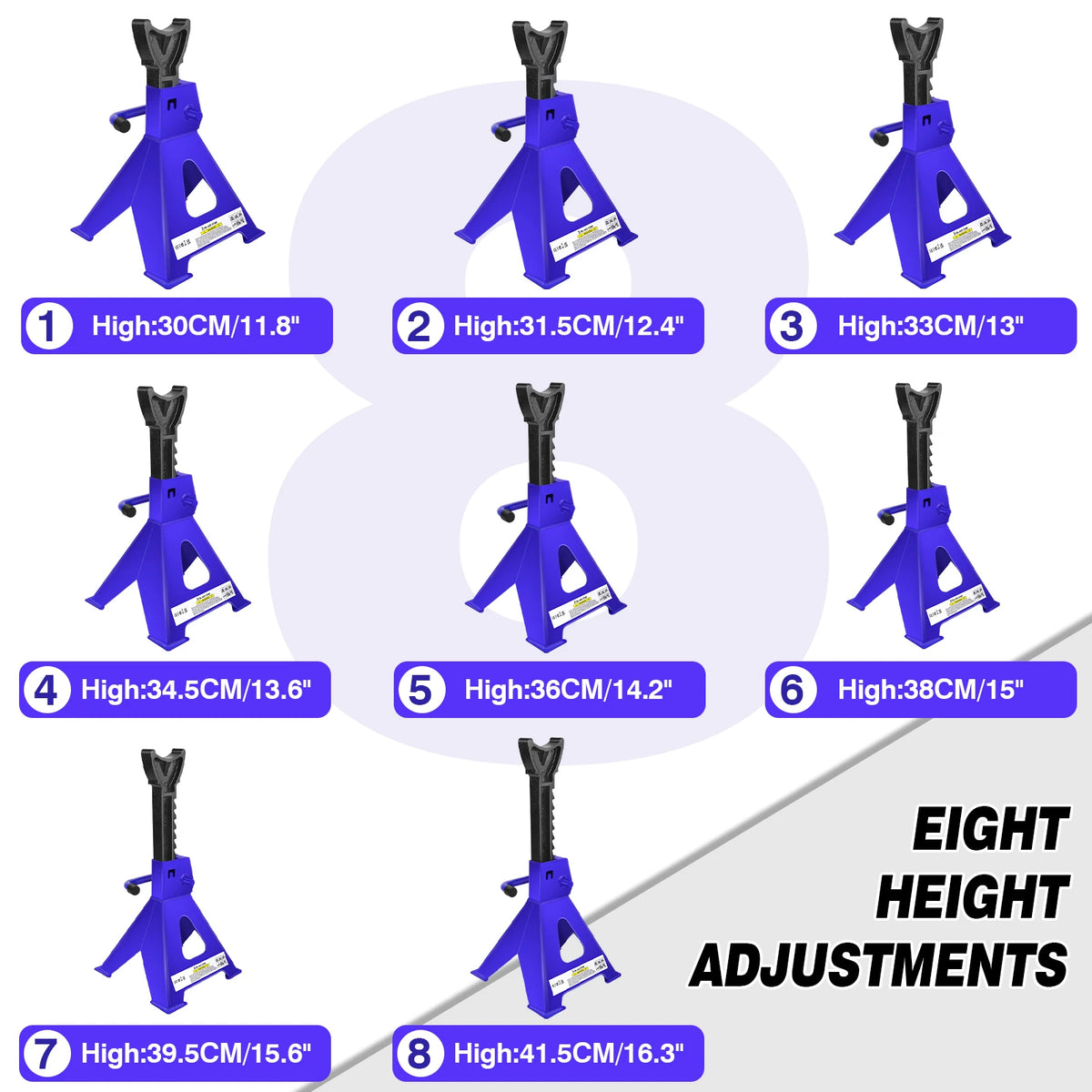 DayPlus Ratcheting Car Axle Jack Stands For Vehicle Lifting