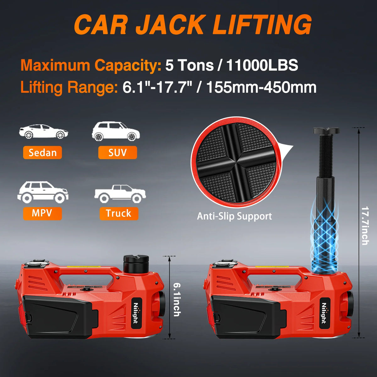 Nilight Electric Car Jack Kit With Impact Wrench And Tire Inflator