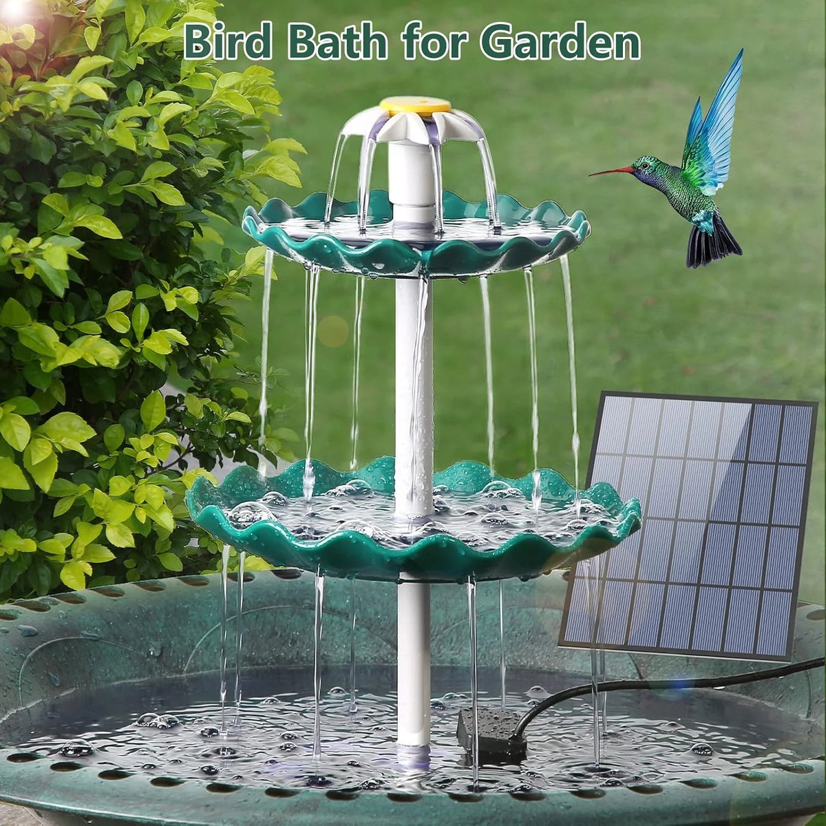Solar Powered Bird Bath Water Fountain For Garden And Pond Decor