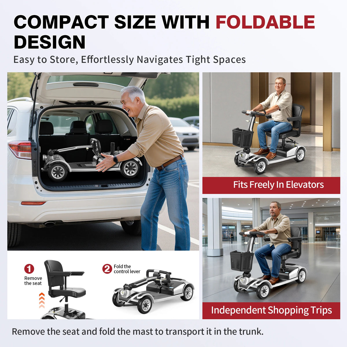 Unificare Foldable Electric Mobility Scooter With 250W Motor