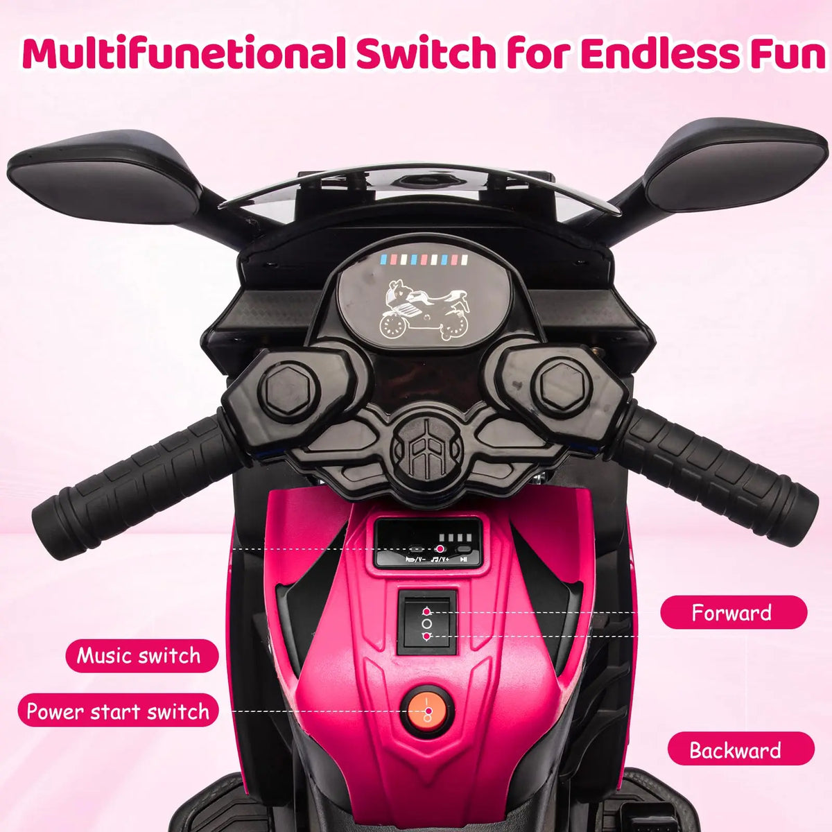 HiMiss Kids Electric Ride On Motorcycle With Training Wheels