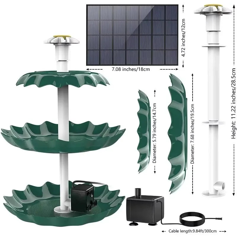 Solar Powered Bird Bath Water Fountain For Garden And Pond Decor