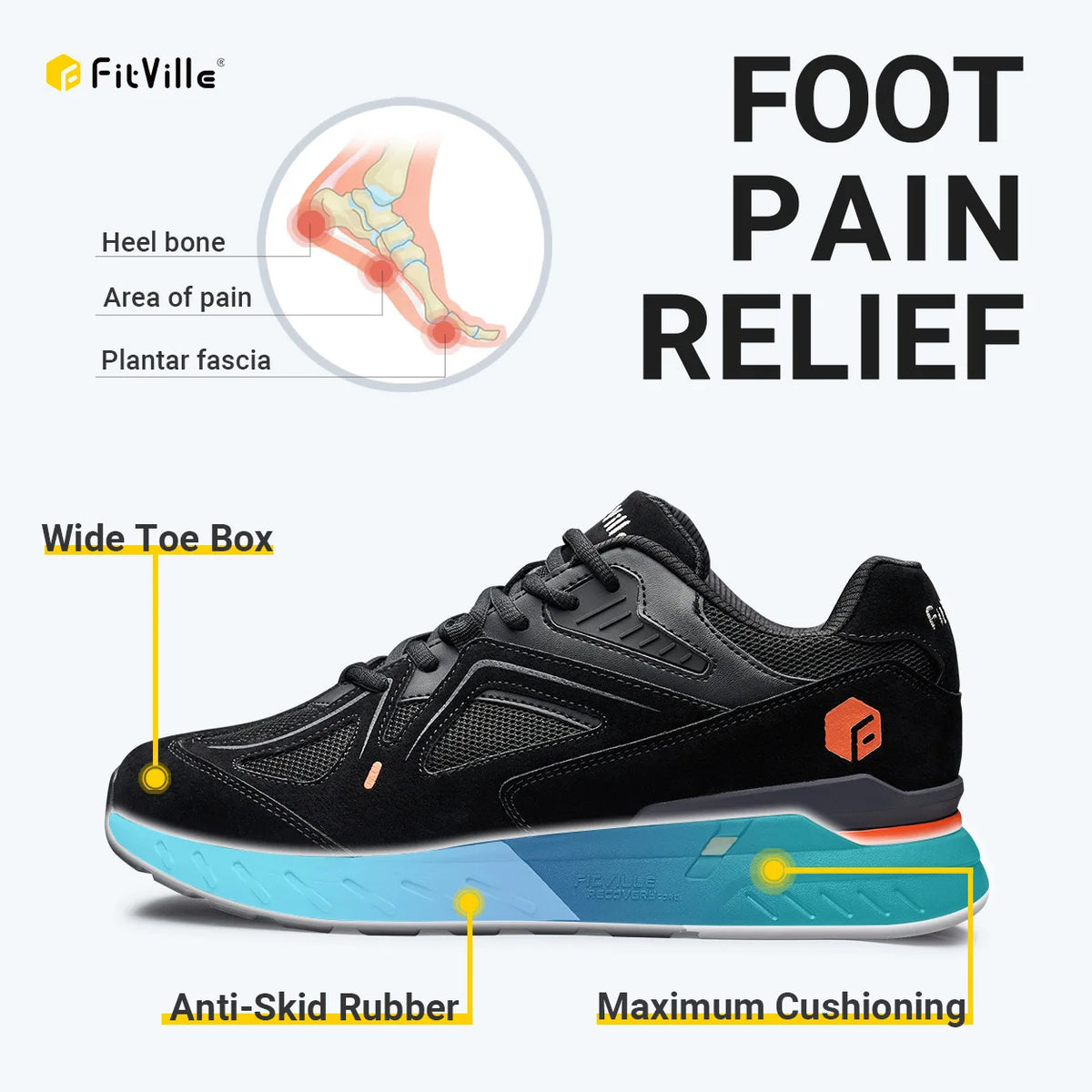 Fitville Men's Lightweight Walking Shoes With Arch Support