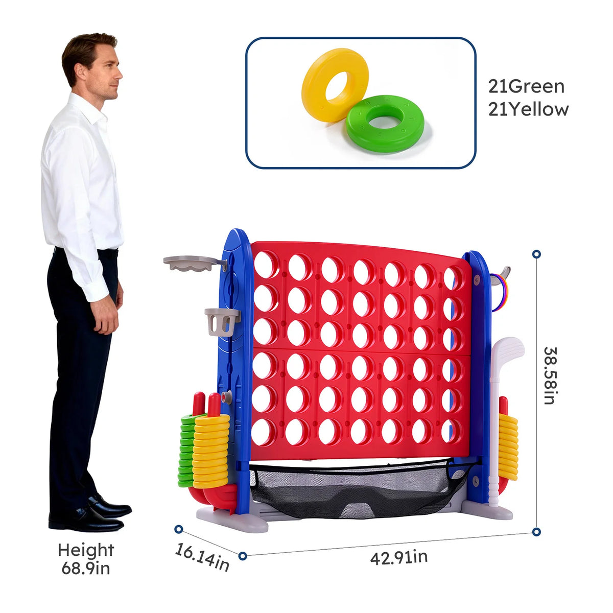 Giant Outdoor Connect Four Basketball Hoop Ring Toss Game