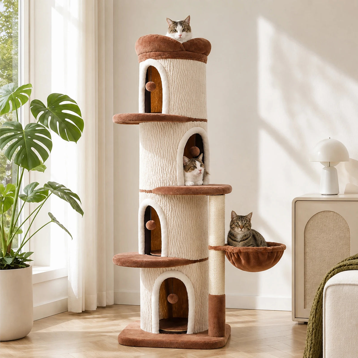 P Luxury Indoor Cat Tree Tower With Four Spacious Condos