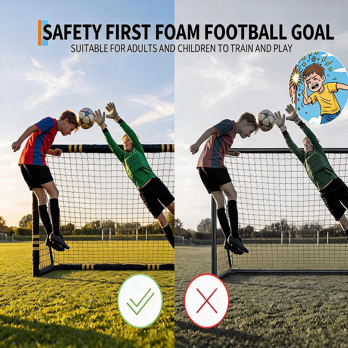 HiMISS Heavy Duty Galvanized Steel Backyard Soccer Goal Net