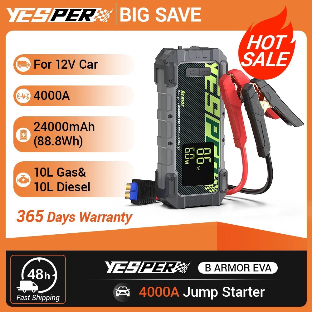 Yesper 4000A Diesel Gas Jump Starter With Portable Power Bank