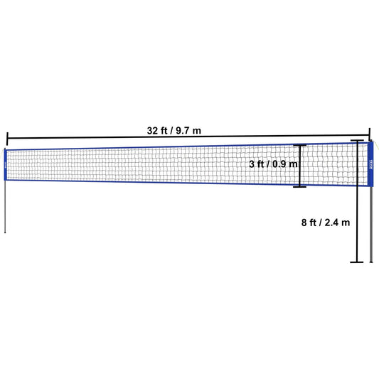 Adjustable Height Outdoor Volleyball Net System With Steel Poles