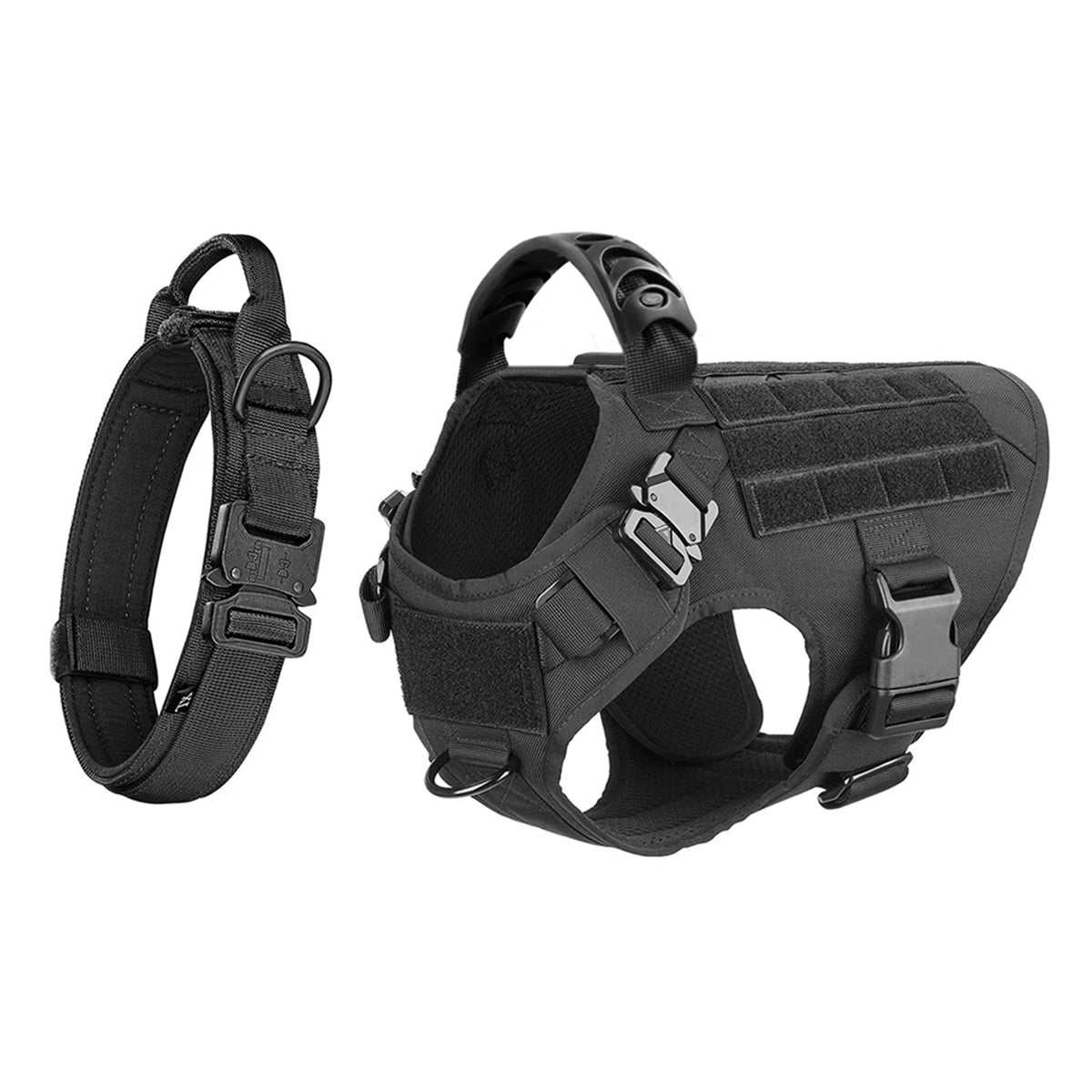 Petavel Adjustable Tactical Dog Harness With Nylon Collar Set