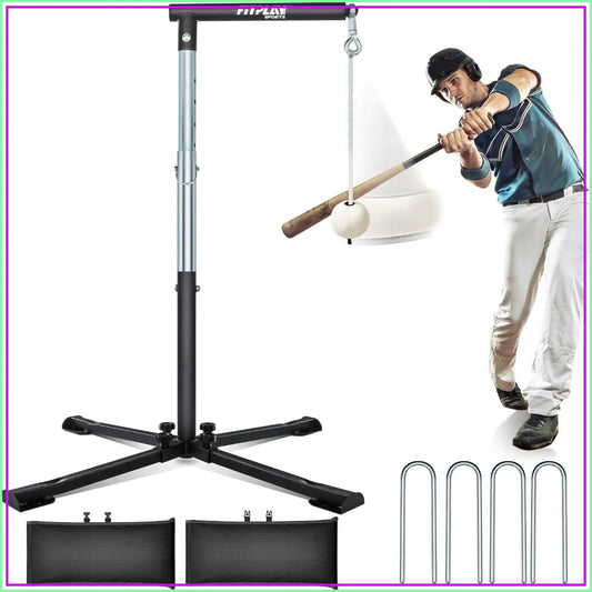 Height Adjustable Batting Tee With Tethered Ball Baseball Softball Training