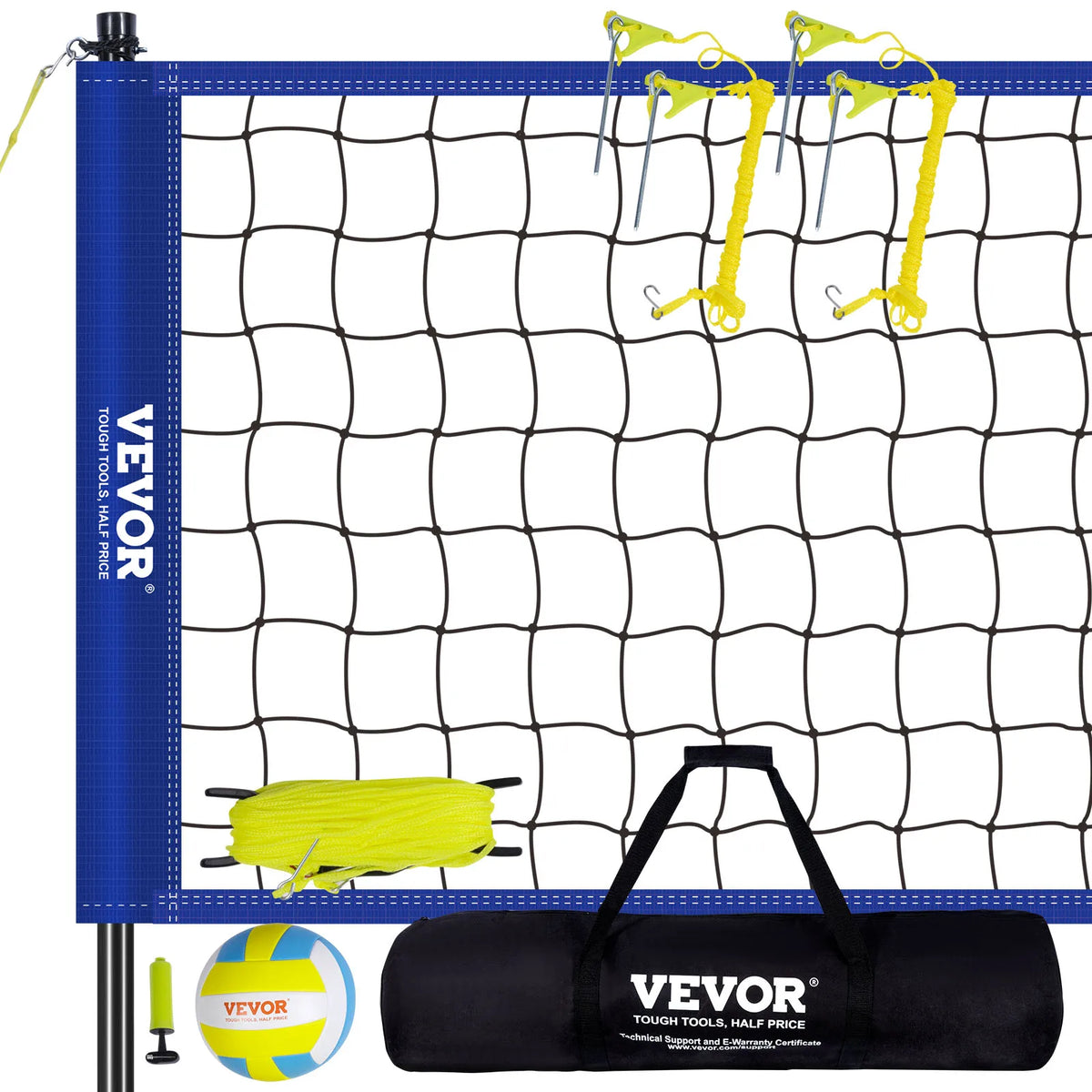 Adjustable Height Portable Outdoor Volleyball Net System With Steel Poles