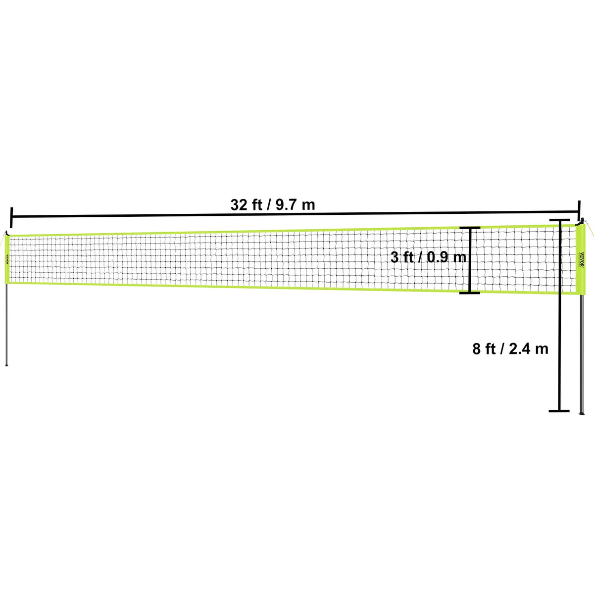 Adjustable Height Outdoor Volleyball Net System With Steel Poles