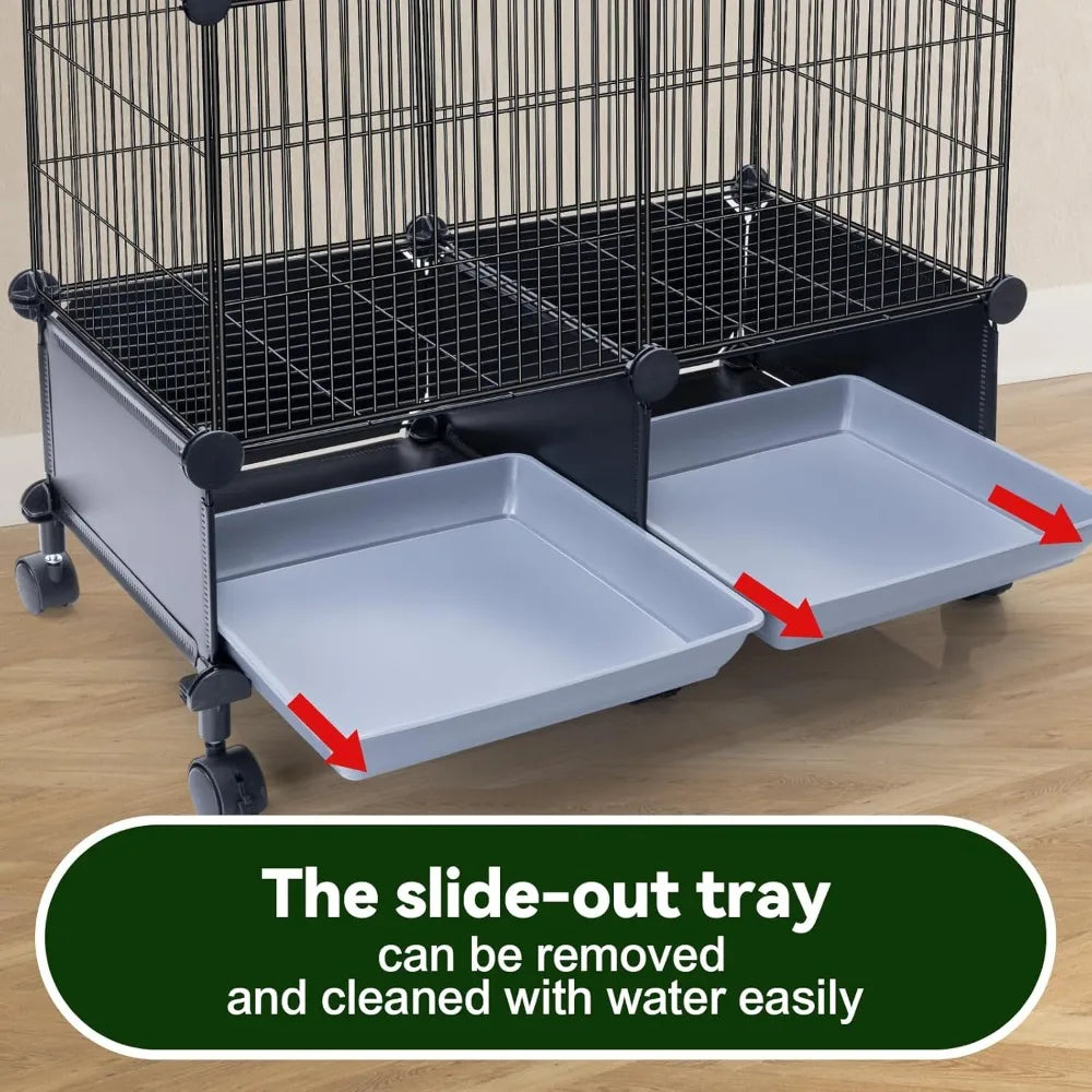 Stainless Steel Bird Cage For Parakeets With Wheels And Tray