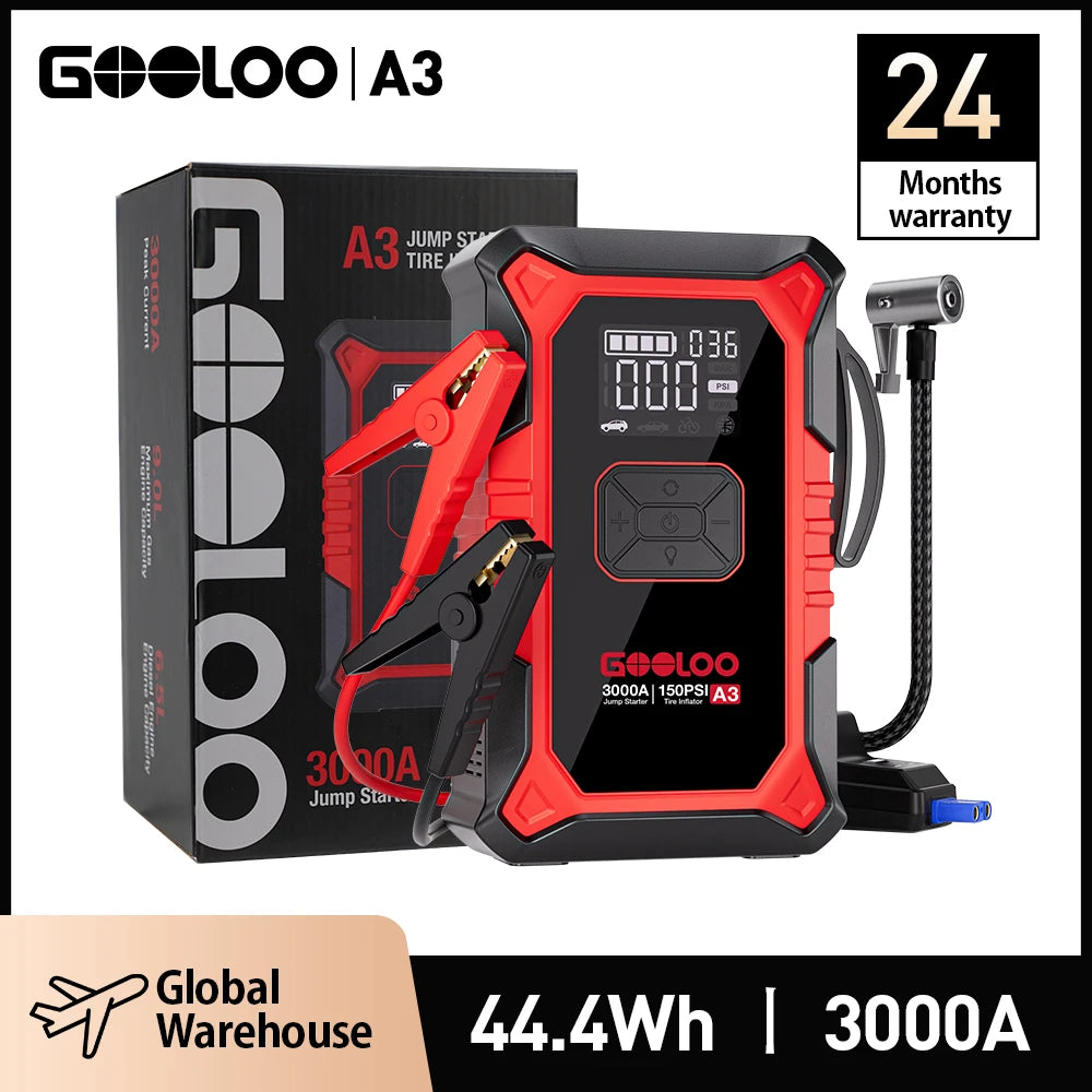 Gooloo A3 Jump Starter With Air Compressor Portable Car Booster