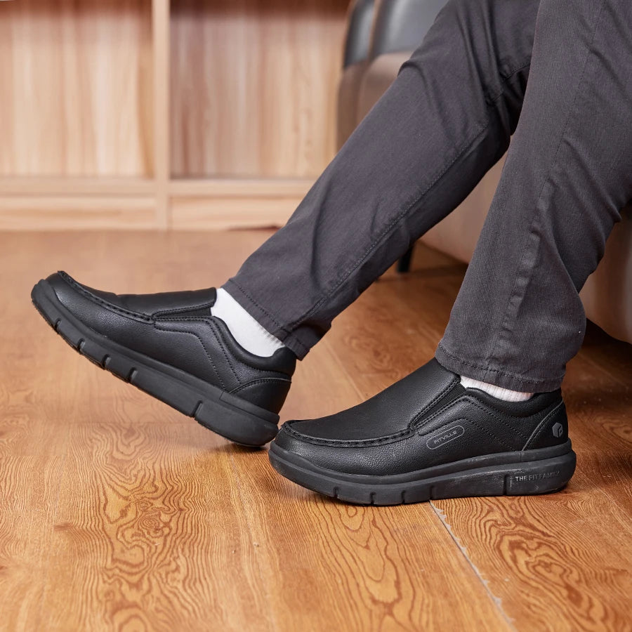 Fitville Men Wide Leather Walking Shoes With Arch Support