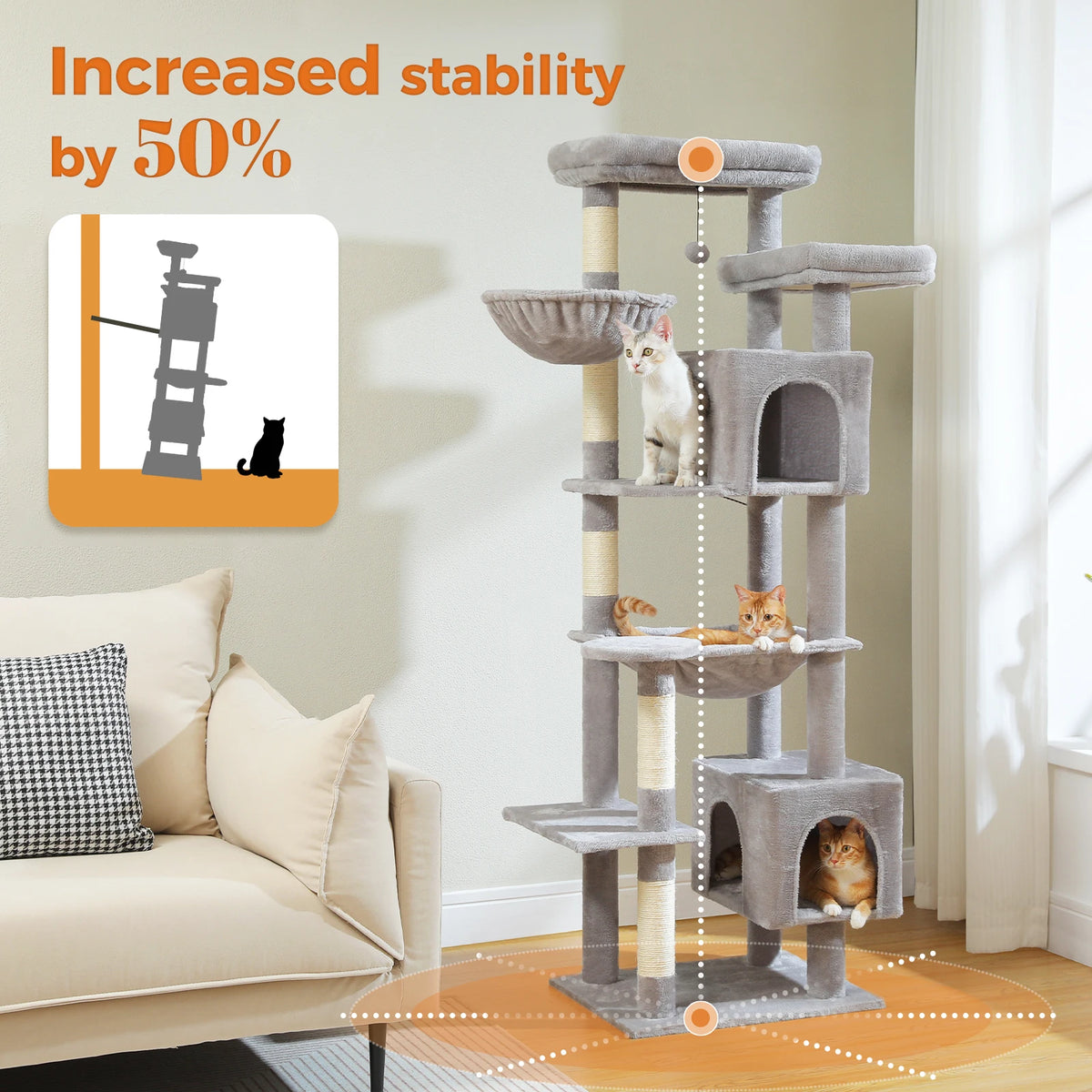 Pawz Road Indoor Cat Tree With Hammock And Scratching Posts