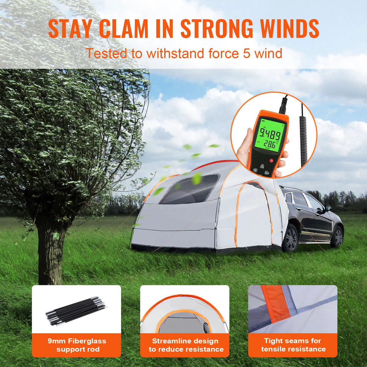 VevoR SUV Rear Camping Tent Double Layer Polyester Design