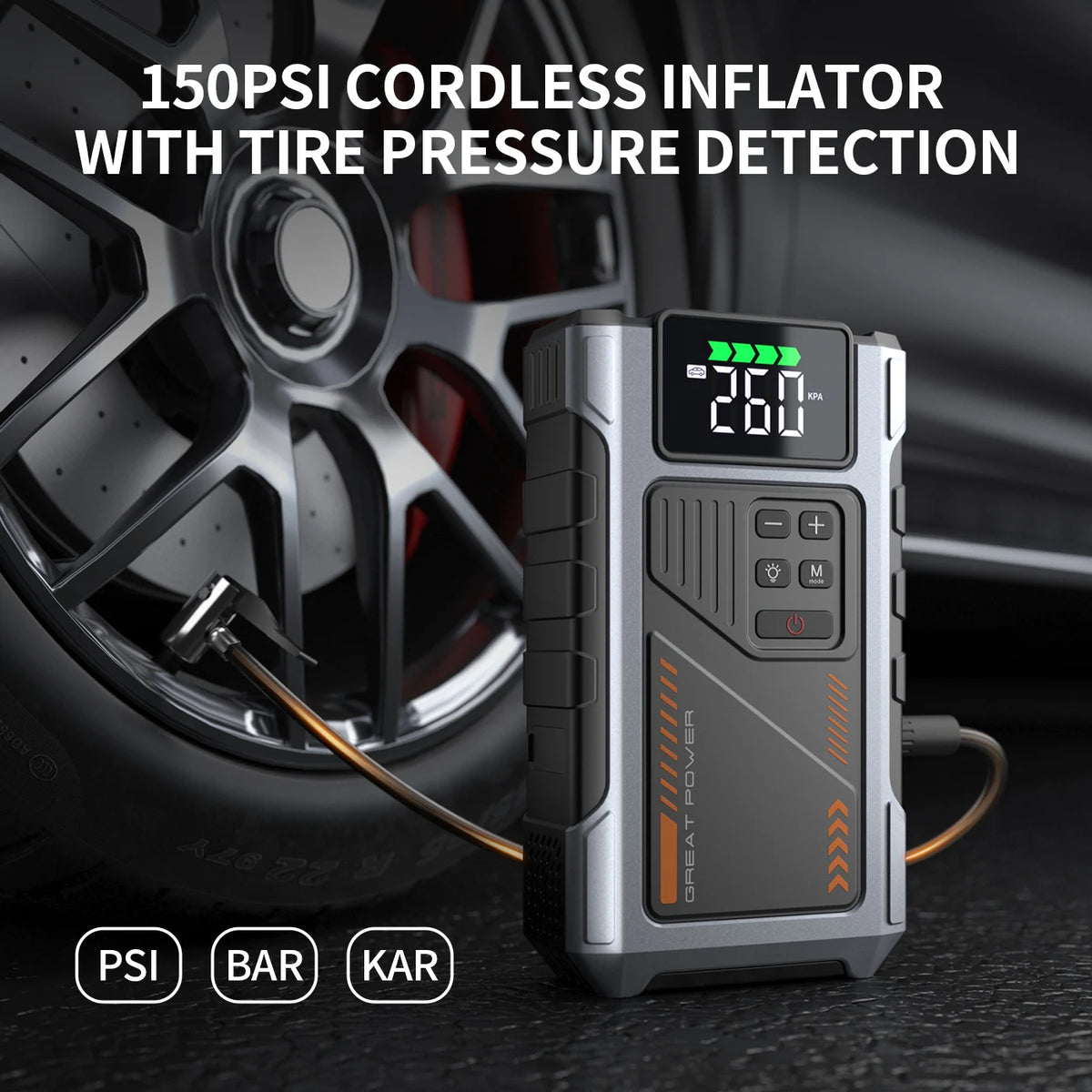 Geeneu Portable Car Jump Starter With 3000A Peak Air Compressor